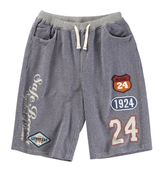 LIFE GUARD スウェットハーフパンツ ネイビー×オフホワイト