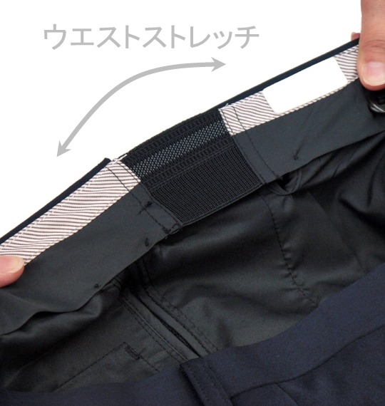  ウエストストレッチツータックパンツ ネイビー
