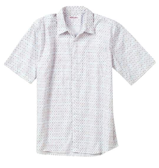 NEW THREE シャツ(半袖) ホワイト×ネイビー