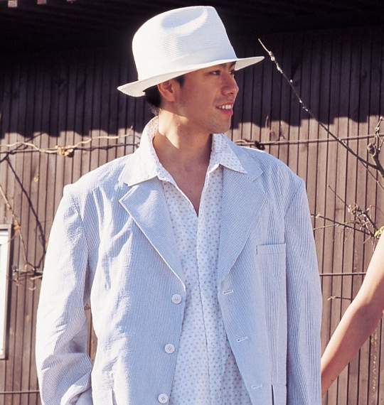 NEW THREE シャツ(半袖) ホワイト×ブラウン