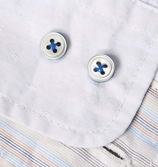 NEW THREE シャツ ホワイト(釦:ブルー)