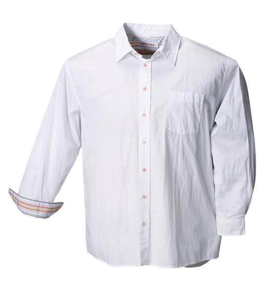 NEW THREE シャツ ホワイト(釦:オレンジ)