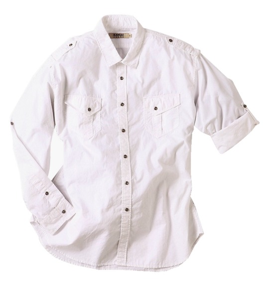 KANSAI JEANS ロールアップシャツ ホワイト