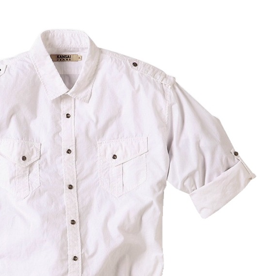 KANSAI JEANS ロールアップシャツ ホワイト
