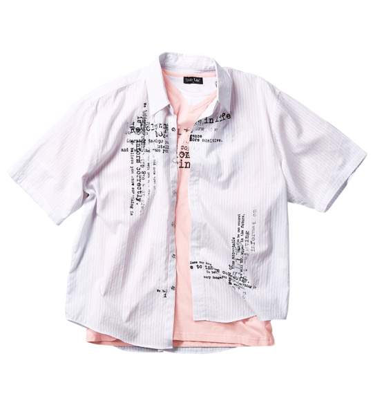 WILD LIFE シャツ+Tシャツ(半袖) ホワイト×ピンク