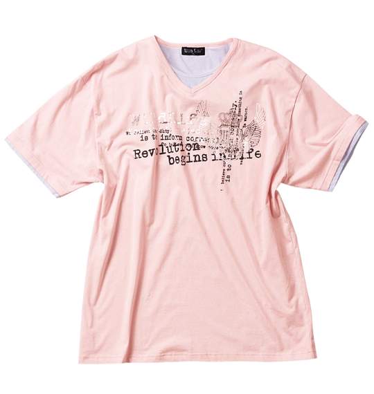 WILD LIFE シャツ+Tシャツ(半袖) ホワイト×ピンク