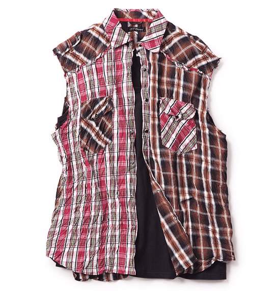 Armee Francaise ノースリーブシャツ+タンクセット レッド×ブラウン