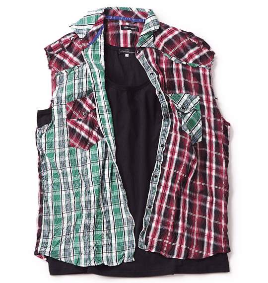 Armee Francaise ノースリーブシャツ+タンクセット グリーン×レッド