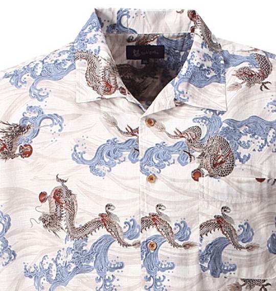 魁 龍柄シャツ(半袖) オフホワイト