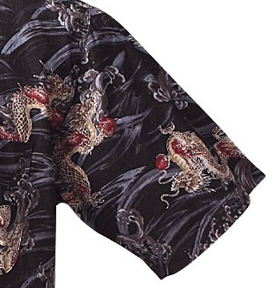魁 龍柄シャツ(半袖) ブラック