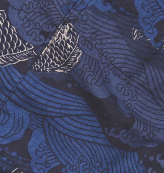 魁 鯉柄シャツ(半袖) ネイビー