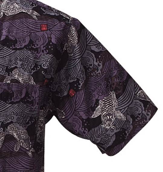 魁 鯉柄シャツ(半袖) ブラック