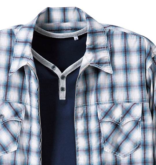 KANSAI JEANS シャツ+YヘンリーT半袖 ブルー系