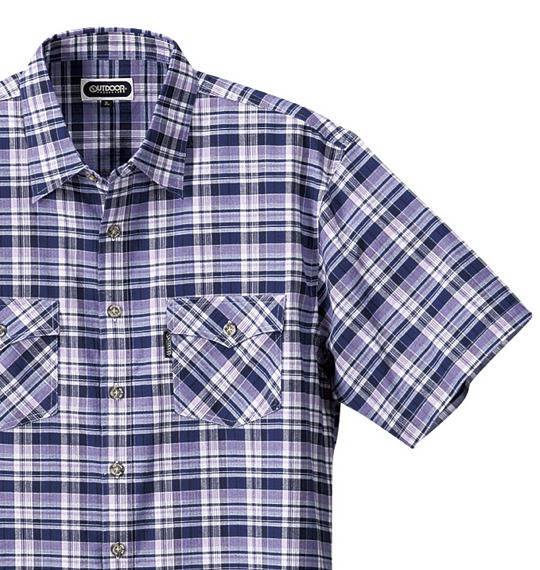 OUTDOOR PRODUCTS チェックシャツ(半袖) ネイビー×パープル