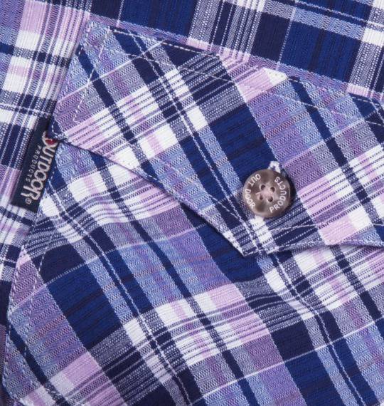 OUTDOOR PRODUCTS チェックシャツ(半袖) ネイビー×パープル