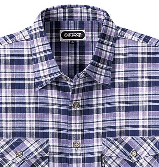 OUTDOOR PRODUCTS チェックシャツ(半袖) ネイビー×パープル