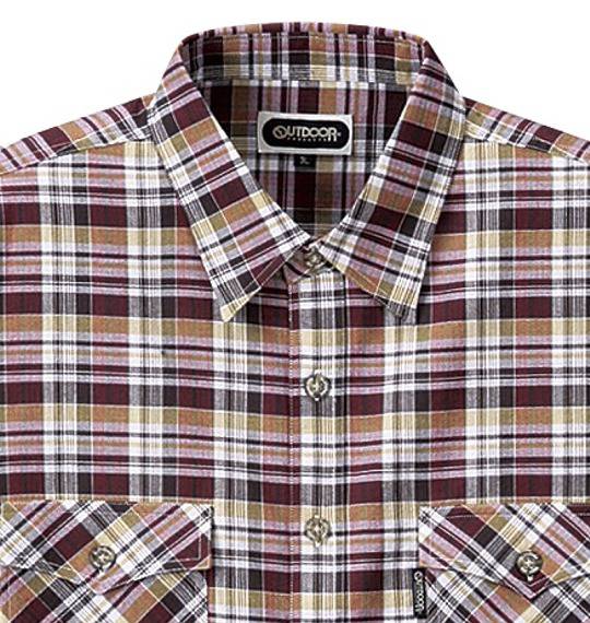 OUTDOOR PRODUCTS チェックシャツ(半袖) ブラウン×マスタード