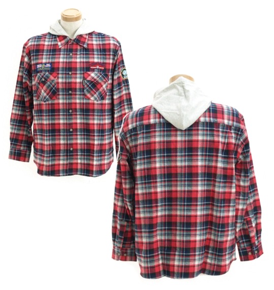 OUTDOOR PRODUCTS チェックネルシャツ レッド系