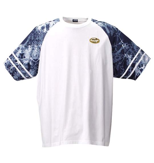 PJS SURF ラグランTシャツ(半袖) ホワイト×ブルー