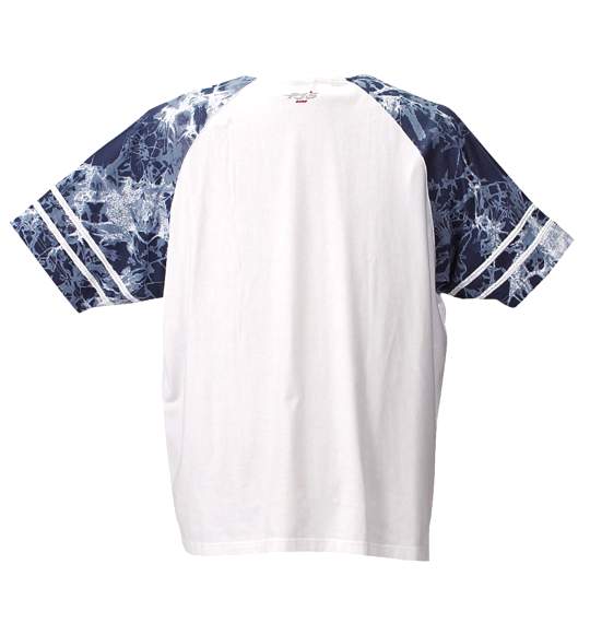 PJS SURF ラグランTシャツ(半袖) ホワイト×ブルー