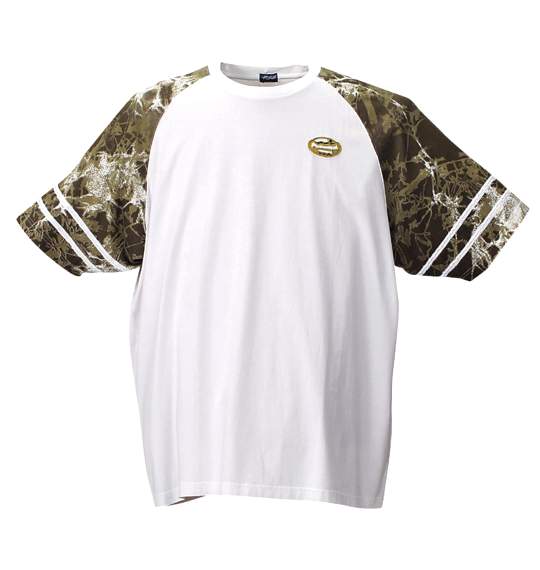 PJS SURF ラグランTシャツ(半袖) ホワイト×カーキ