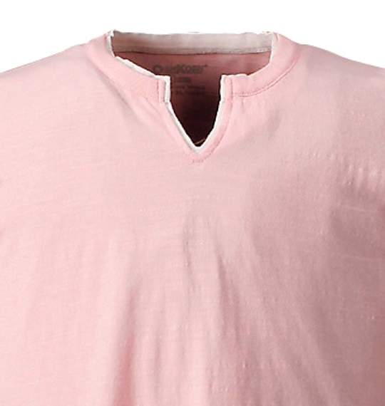 OSHKOSH キーネックTシャツ半袖 ピンク×ホワイト