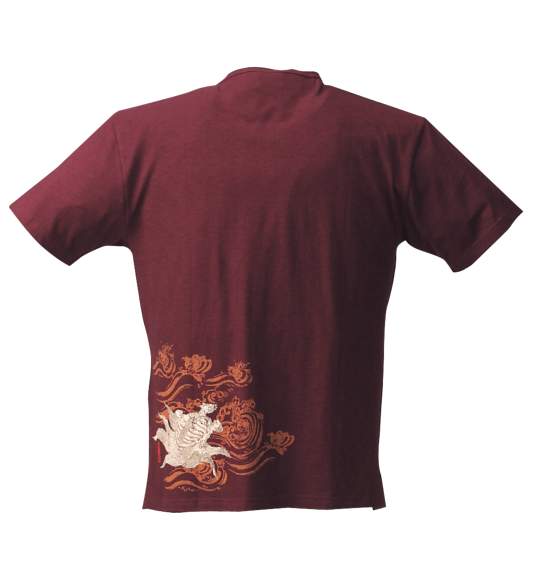 豊穰天下 ヘンリーTシャツ半袖 エンジ