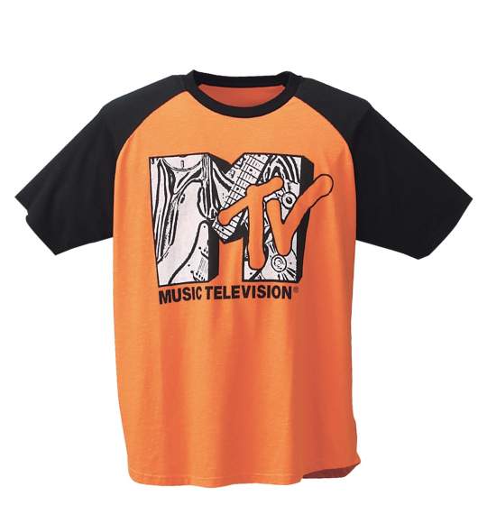 MUSIC TELEVISION ラグランTシャツ(半袖) オレンジ×ブラック