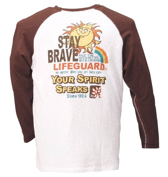 LIFE GUARD ラグランTシャツ オフホワイト×ブラウン