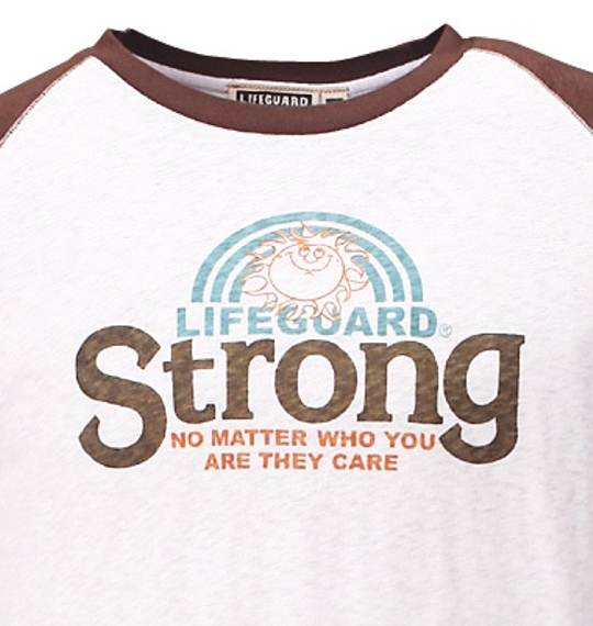 LIFE GUARD ラグランTシャツ オフホワイト×ブラウン