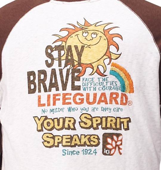 LIFE GUARD ラグランTシャツ オフホワイト×ブラウン