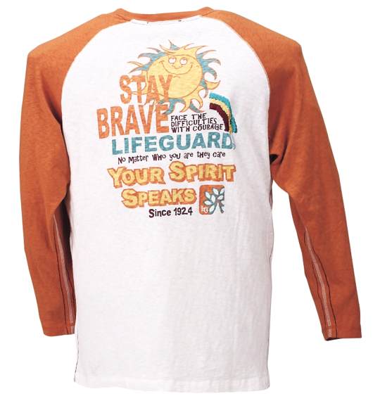 LIFE GUARD ラグランTシャツ オフホワイト×オレンジ