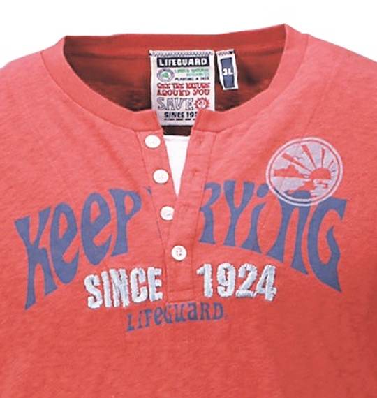 LIFE GUARD フェイクレイヤードTシャツ レッド