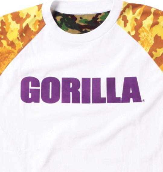 Gorilla ラグランTシャツ ホワイト×イエロー系