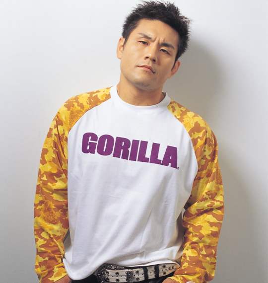 Gorilla ラグランTシャツ ホワイト×イエロー系