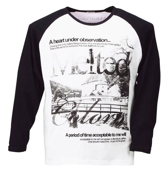 Pincponc ラグランTシャツ ホワイト×ブラック