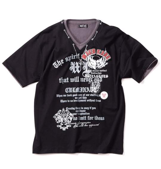 WILD LIFE フェイクVTシャツ(半袖) ブラック×チャコール
