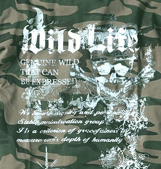 WILD LIFE Tシャツ(半袖) カーキ(迷彩)
