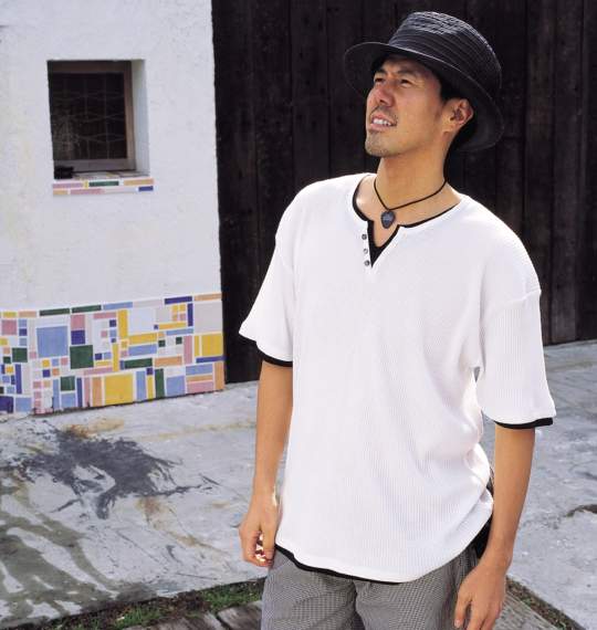 Pincponc ヘンリーTシャツ半袖 ホワイト