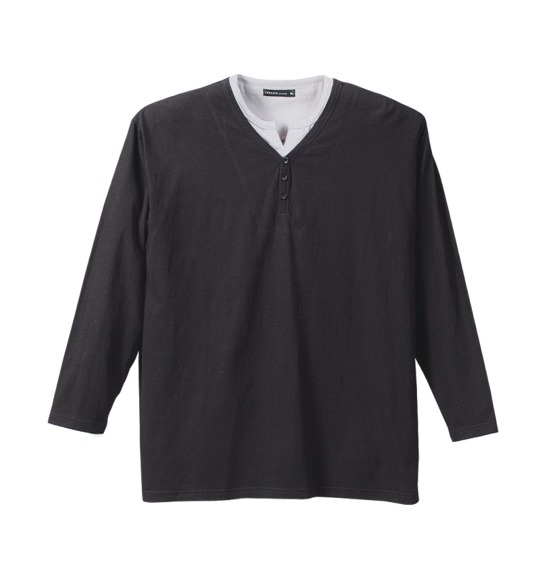 COLLINS ワッフルパーカー+VヘンリーTシャツ チャコール×ブラック