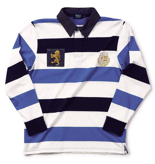 POLO BCS ラガーシャツ ネイビー×オフホワイト