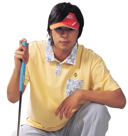 波乗達人 GOLF 和柄ポロシャツ(半袖) モクイエロー
