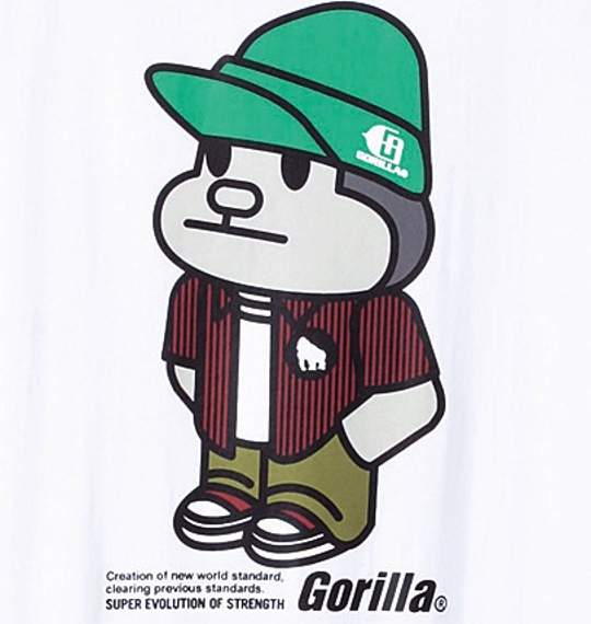 Gorilla ラグランTシャツ半袖 ホワイト×レッド
