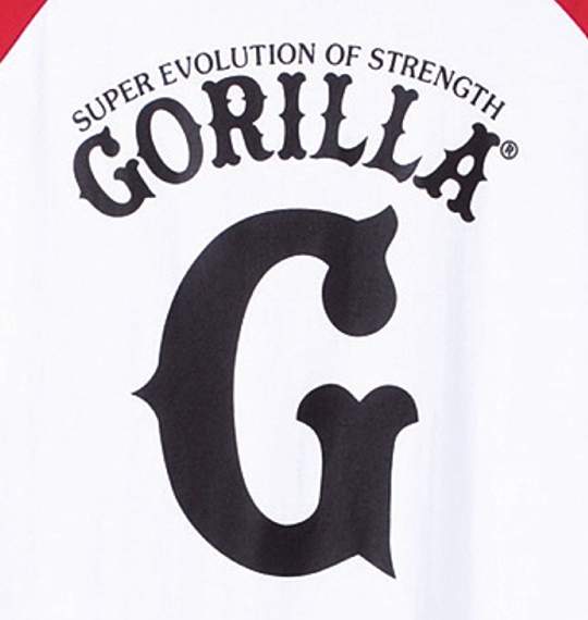 Gorilla ラグランTシャツ半袖 ホワイト×レッド