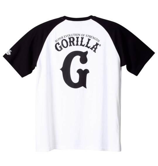 Gorilla ラグランTシャツ半袖 ホワイト×ブラック