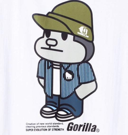 Gorilla ラグランTシャツ半袖 ホワイト×ブラック