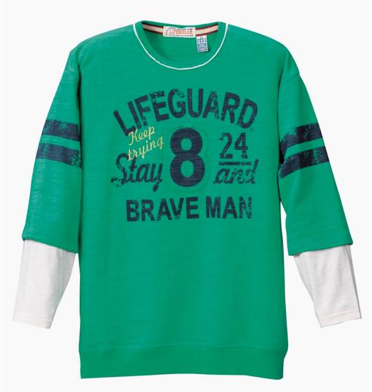 LIFE GUARD フェイクレイヤードトレーナー グリーン
