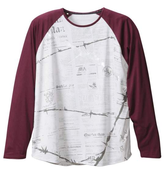 Pincponc ラグランTシャツ ライトグレー×ワイン