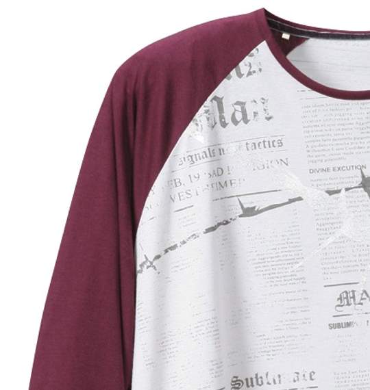 Pincponc ラグランTシャツ ライトグレー×ワイン