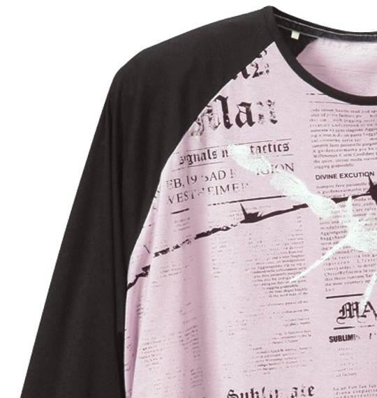 Pincponc ラグランTシャツ ラベンダー×ブラック
